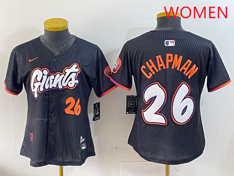 Women San Francisco Giants #26 Chapman Black Joint Name Nike 2025 MLB Jersey style 5